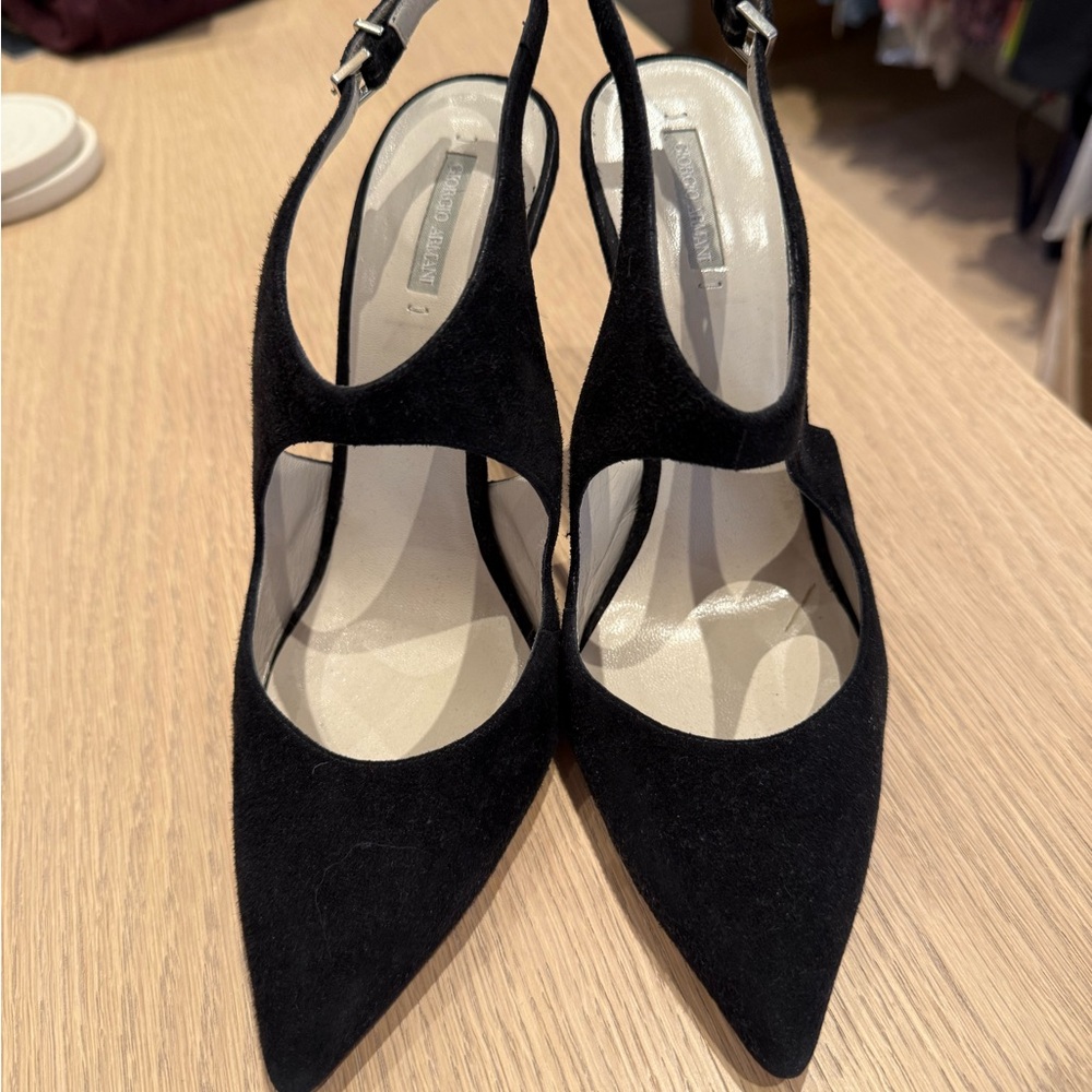 Giorgio Armani Black Suede Heels